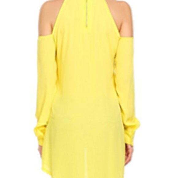 SoTeer  Yellow Chiffon Open Shoulder Summer Blouse - Picture 2 of 9